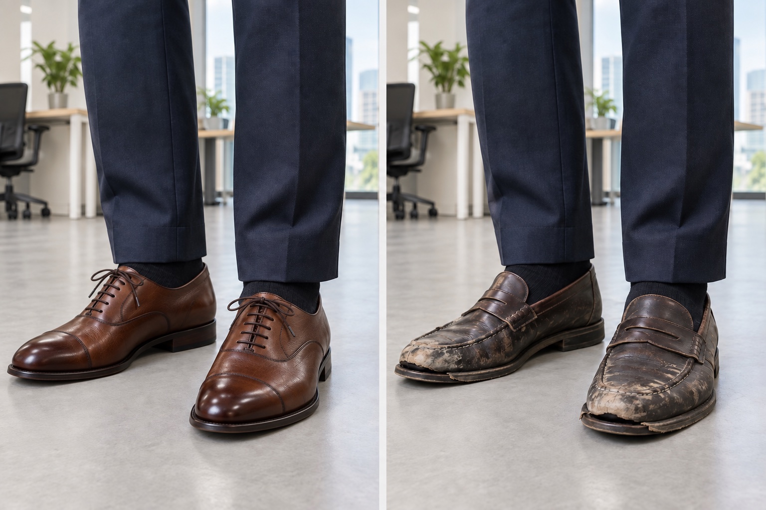 Polished brown Oxford shoes